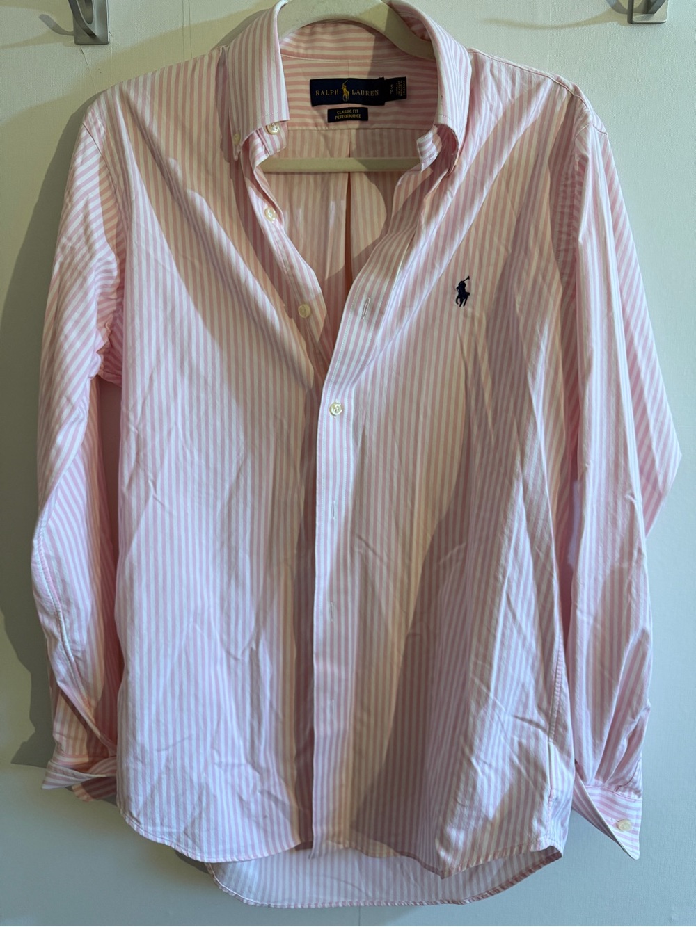 Ralph Lauren Performance Pink Stripe Stretch Button Down Shirt S